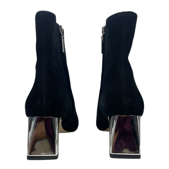 Larroude Alexis Suede Mirror Heel Ankle Boots Black Silver Size 7.5 - Picture 8 of 13